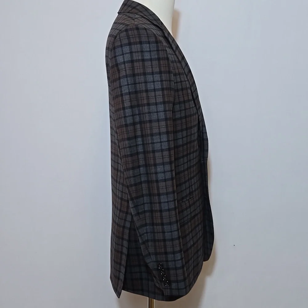 J. Crew Mens Ludlow Windowpane Slim Fit Wool Blazer‎ Jacket Size 38R Plaid
